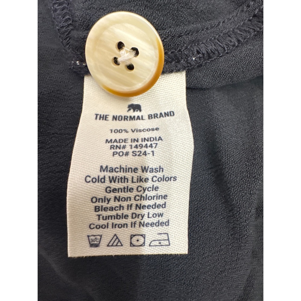 The Normal Brand Deep V Button Through Dress Womens XL Black Viscose Pockets - Picture 7 of 7